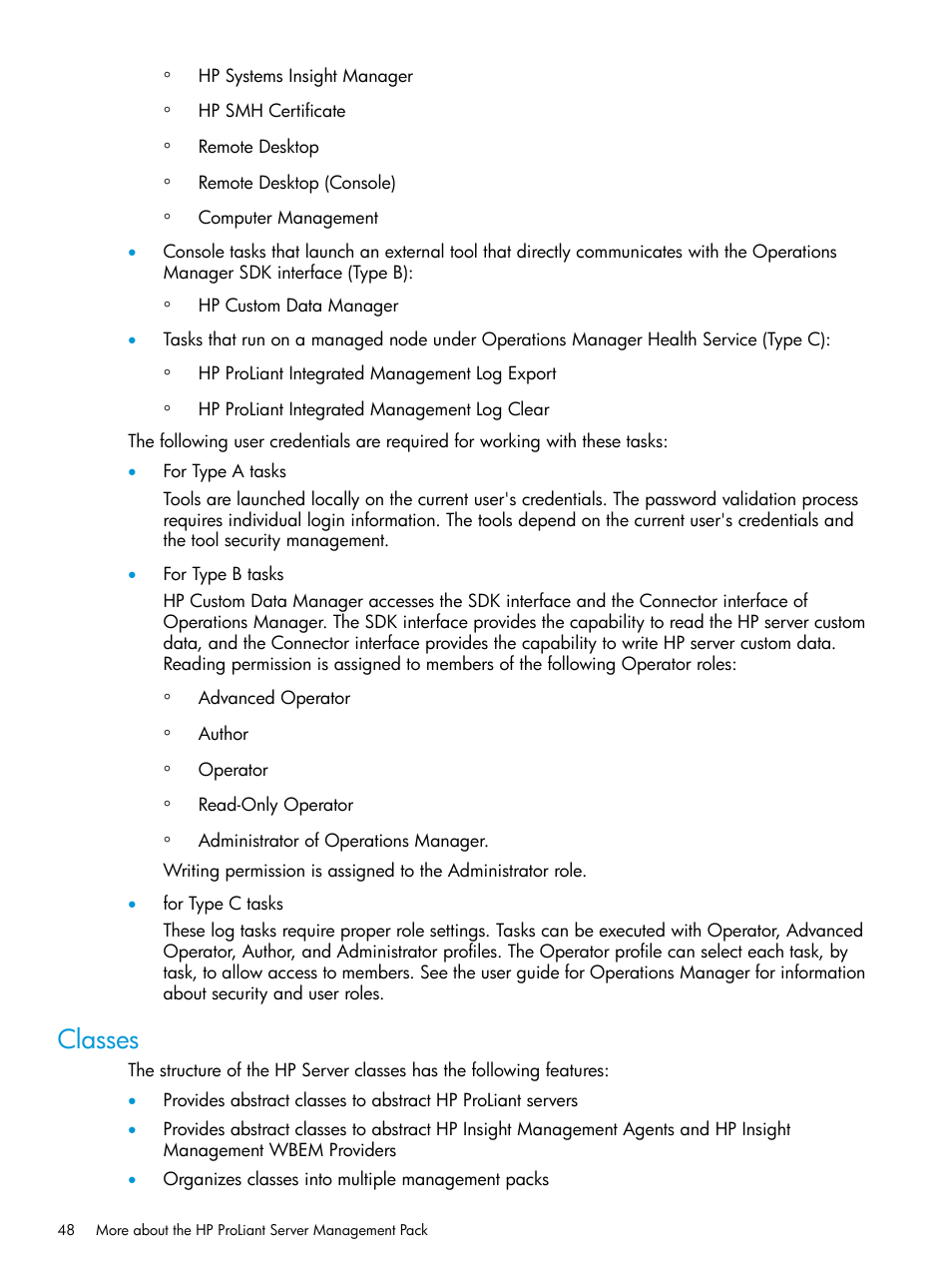 Classes | HP OneView for Microsoft System Center User Manual | Page 48 / 95