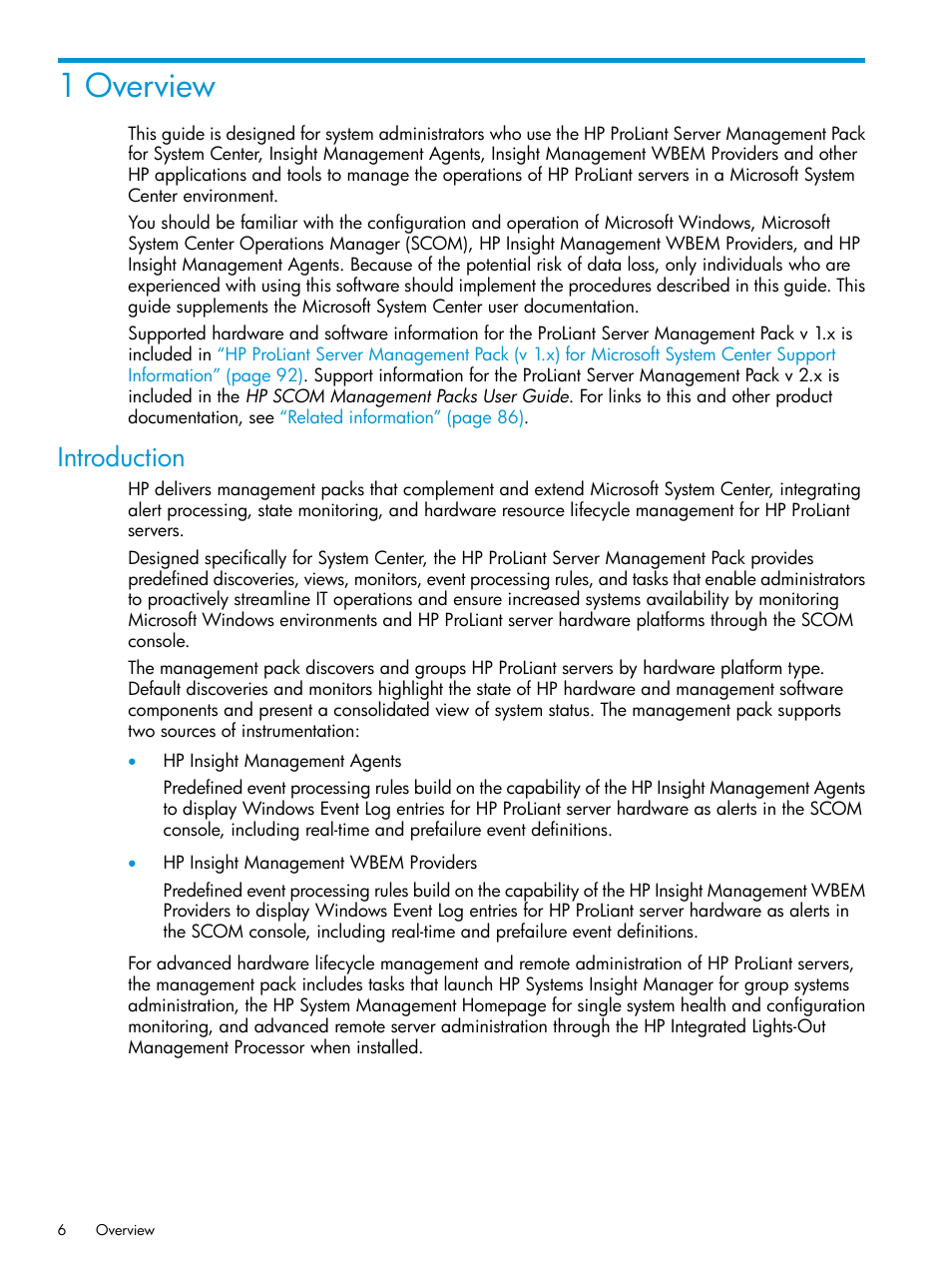 1 overview, Introduction | HP OneView for Microsoft System Center User Manual | Page 6 / 95