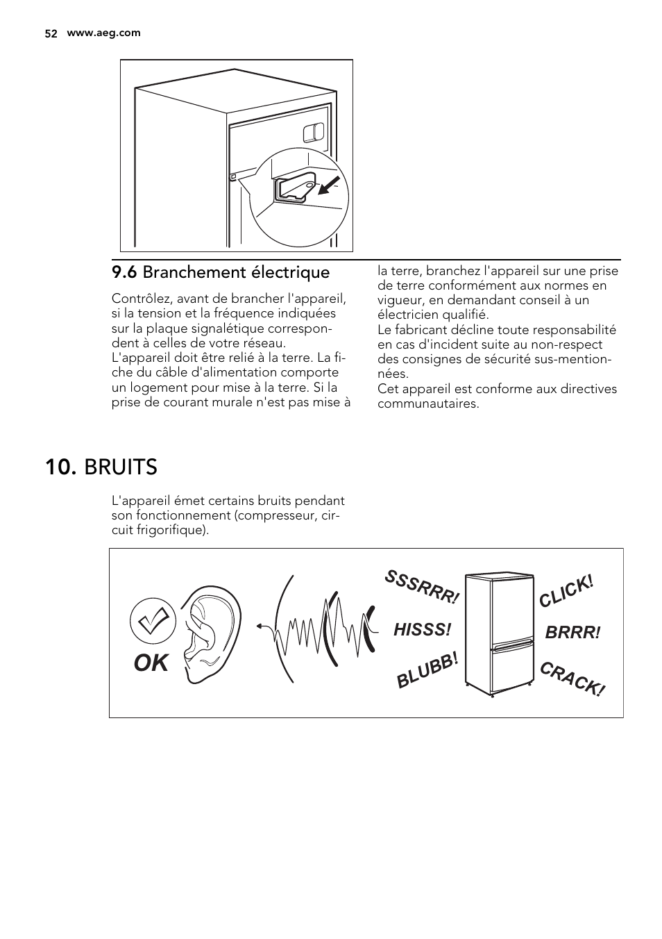 Bruits | AEG S71540TSW1 User Manual | Page 52 / 76