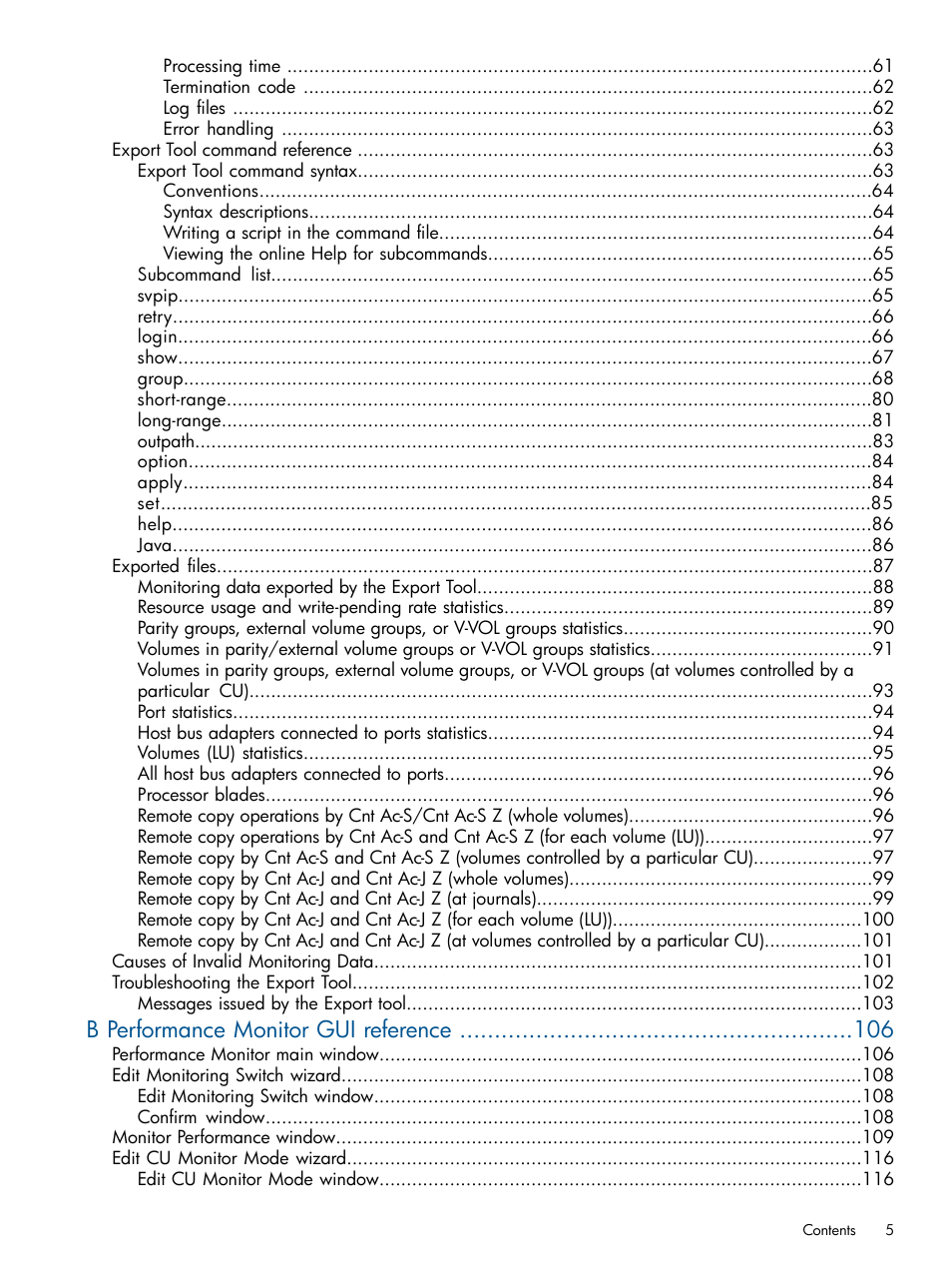 B performance monitor gui reference | HP XP P9500 Storage User Manual | Page 5 / 157