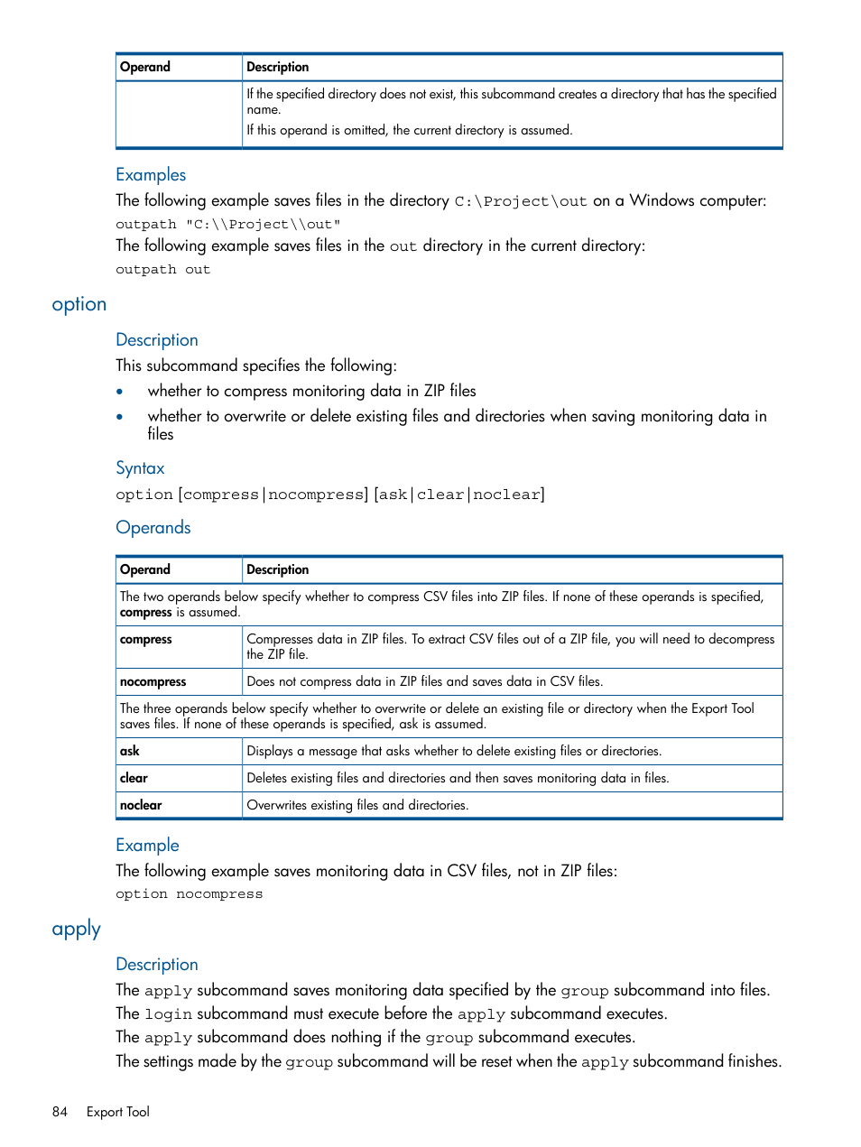 Option, Apply, Option apply | HP XP P9500 Storage User Manual | Page 84 / 157