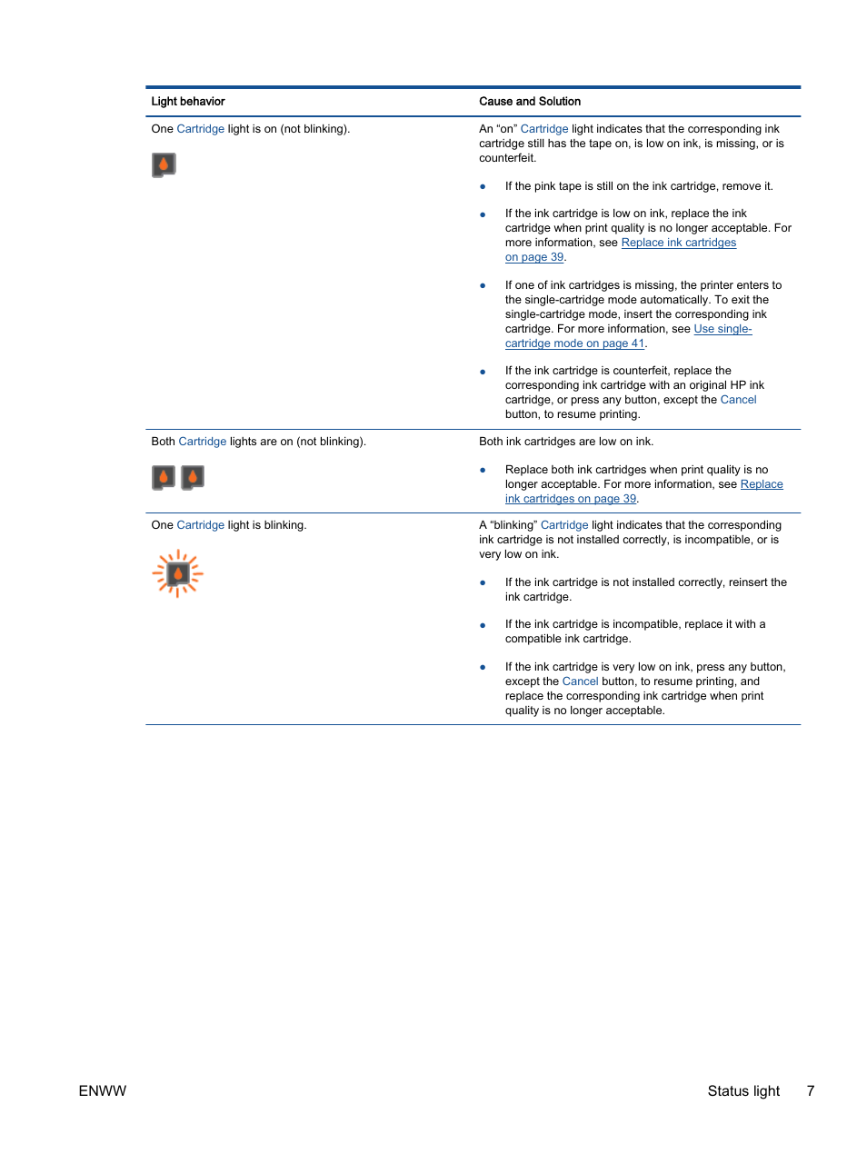 Enww status light 7 | HP Deskjet 1513 All-in-One Printer User Manual | Page 11 / 90