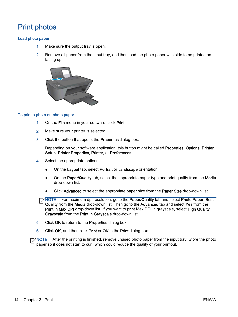Print photos | HP Deskjet 1513 All-in-One Printer User Manual | Page 18 / 90