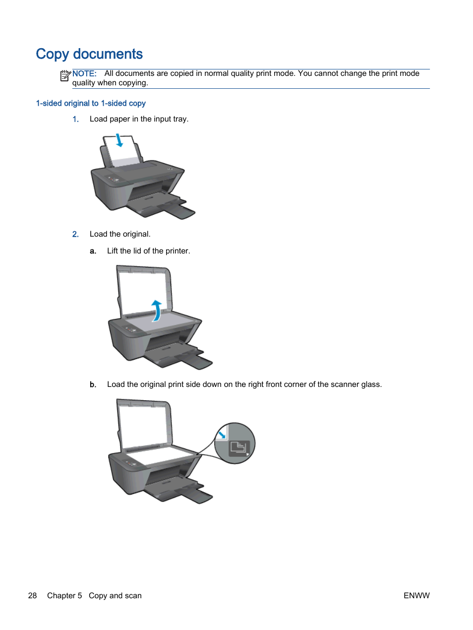 Copy documents | HP Deskjet 1513 All-in-One Printer User Manual | Page 32 / 90