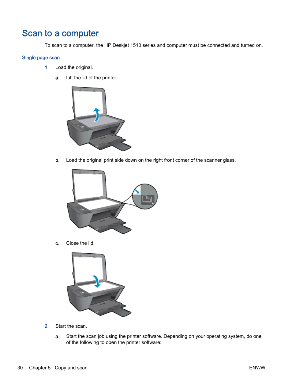 Scan to a computer | HP Deskjet 1513 All-in-One Printer User Manual | Page 34 / 90