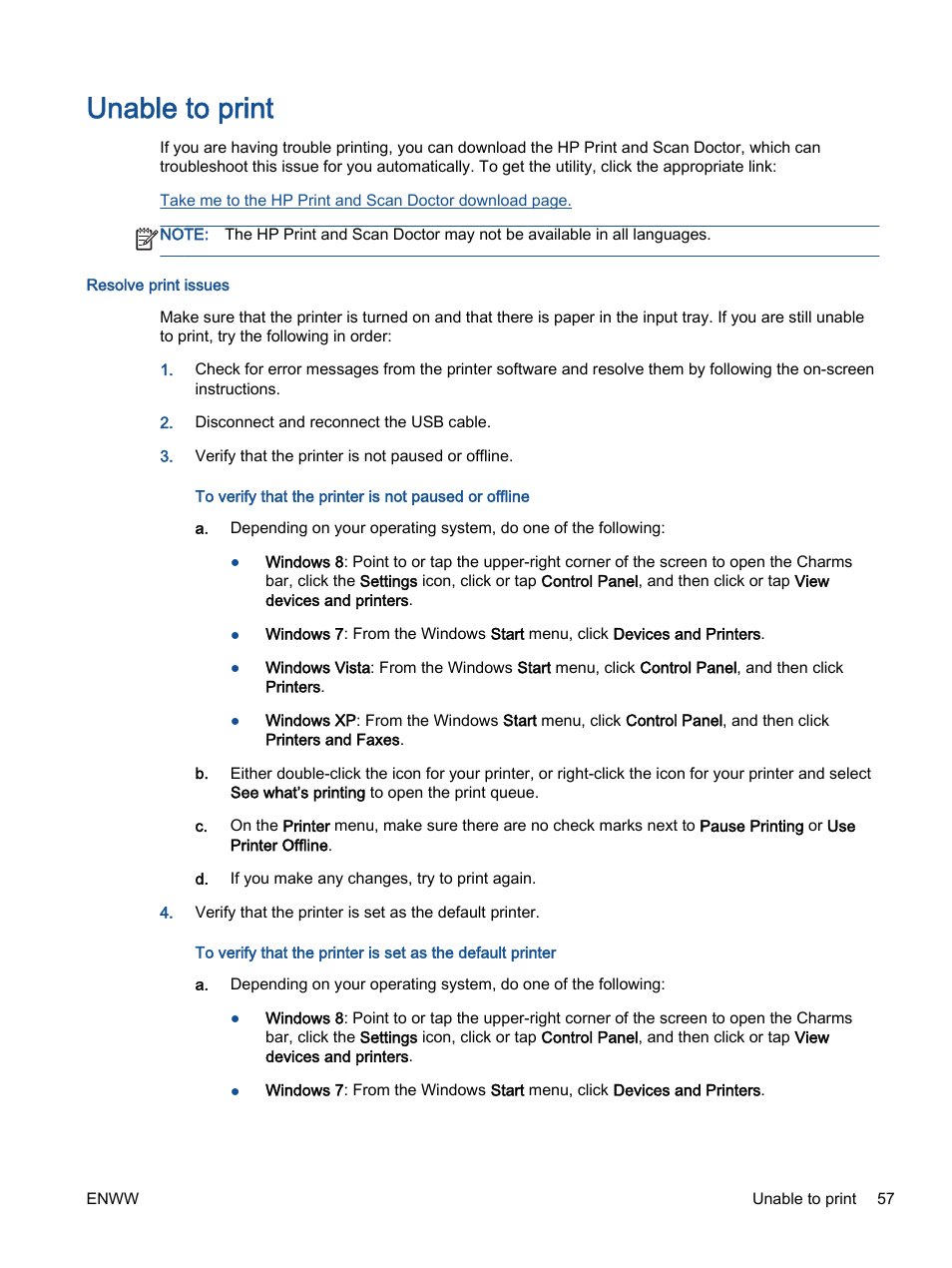 Unable to print | HP Deskjet 1513 All-in-One Printer User Manual | Page 61 / 90