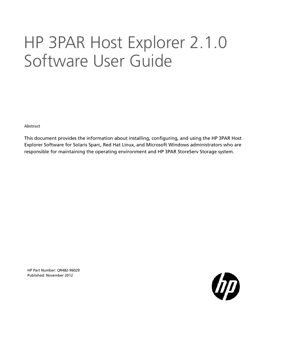 HP 3PAR Host Explorer Software User Manual | 24 pages