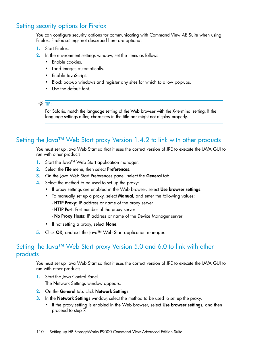 Setting security options for firefox | HP XP P9000 Command View Advanced Edition Software User Manual | Page 110 / 170