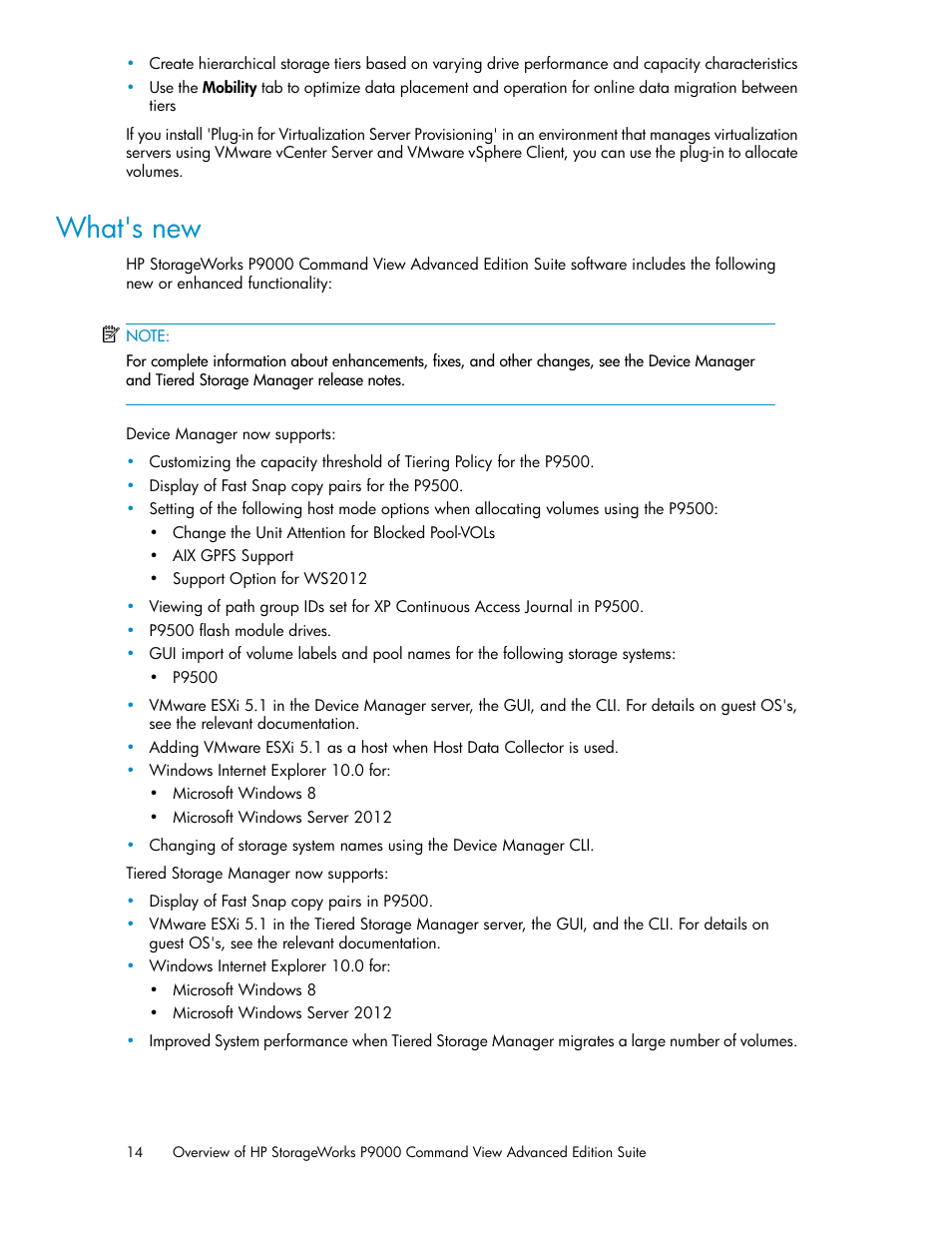 What's new | HP XP P9000 Command View Advanced Edition Software User Manual | Page 14 / 170