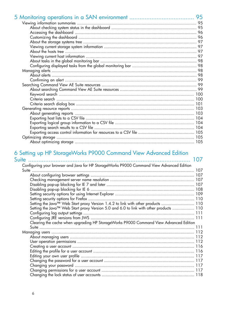 5 monitoring operations in a san environment | HP XP P9000 Command View Advanced Edition Software User Manual | Page 6 / 170