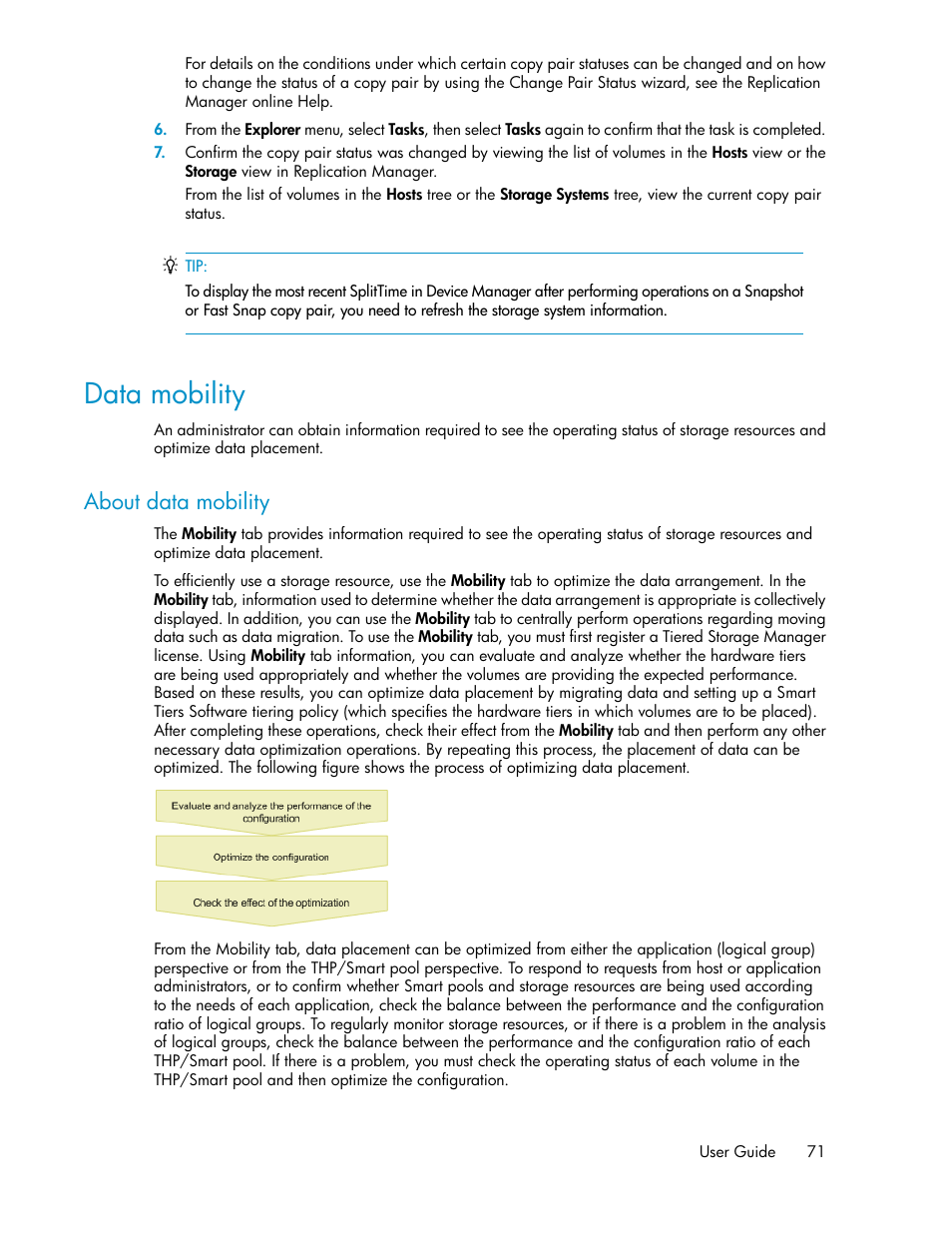 Data mobility, About data mobility | HP XP P9000 Command View Advanced Edition Software User Manual | Page 71 / 170