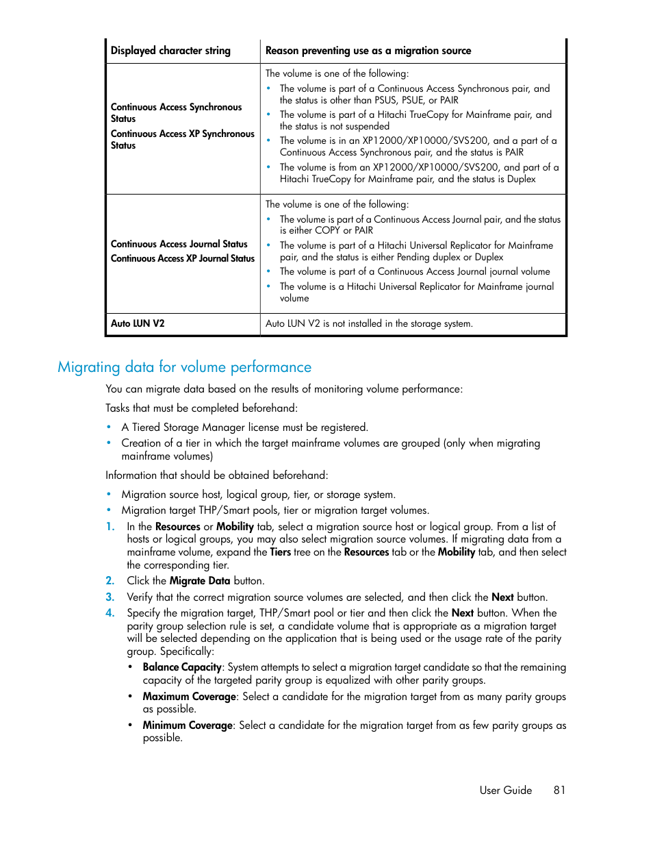 Migrating data for volume performance | HP XP P9000 Command View Advanced Edition Software User Manual | Page 81 / 170