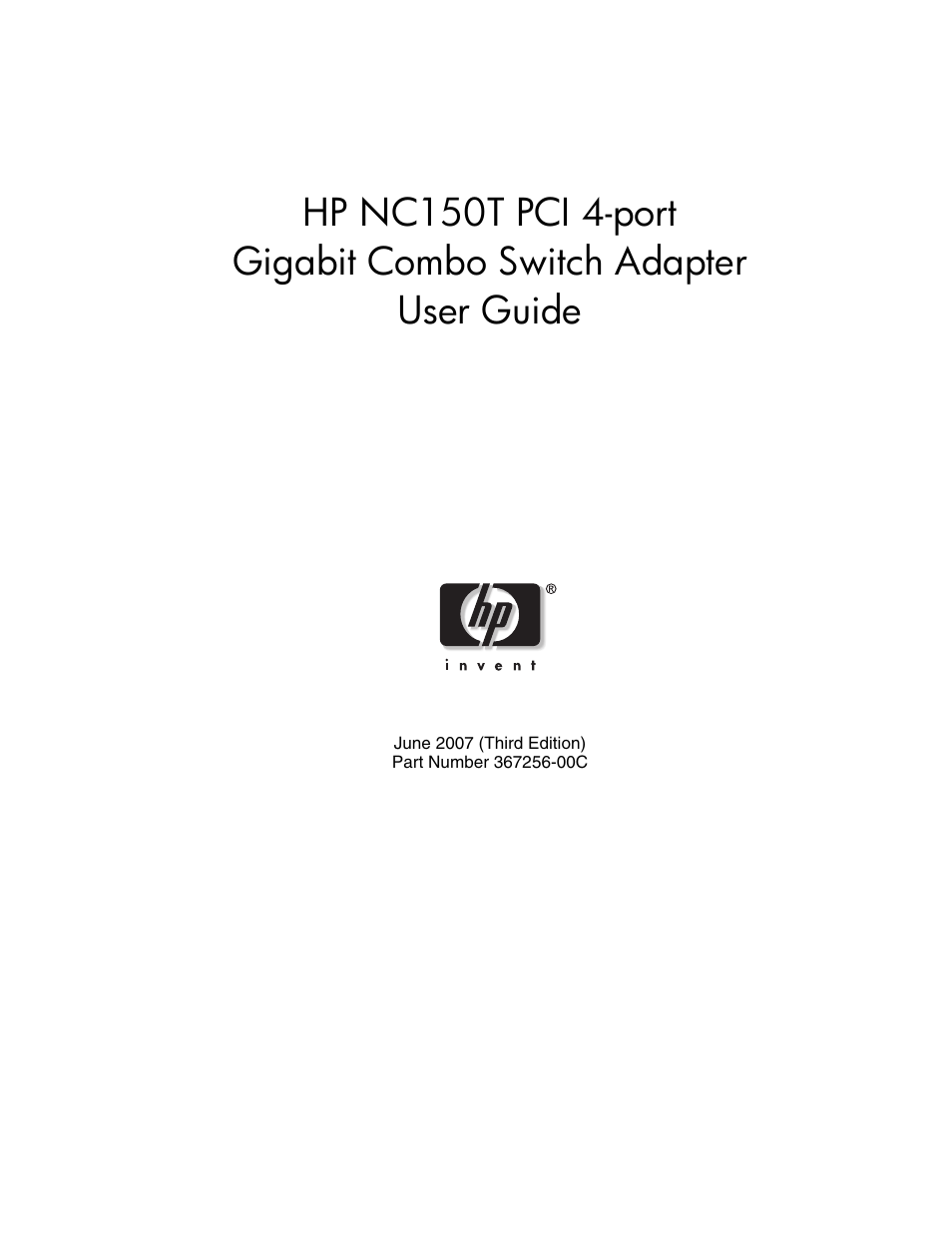 HP NC150T PCI 4-port Gigabit Combo Switch Adapter User Manual | 17 pages