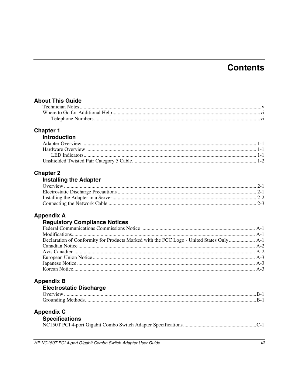 HP NC150T PCI 4-port Gigabit Combo Switch Adapter User Manual | Page 3 / 17