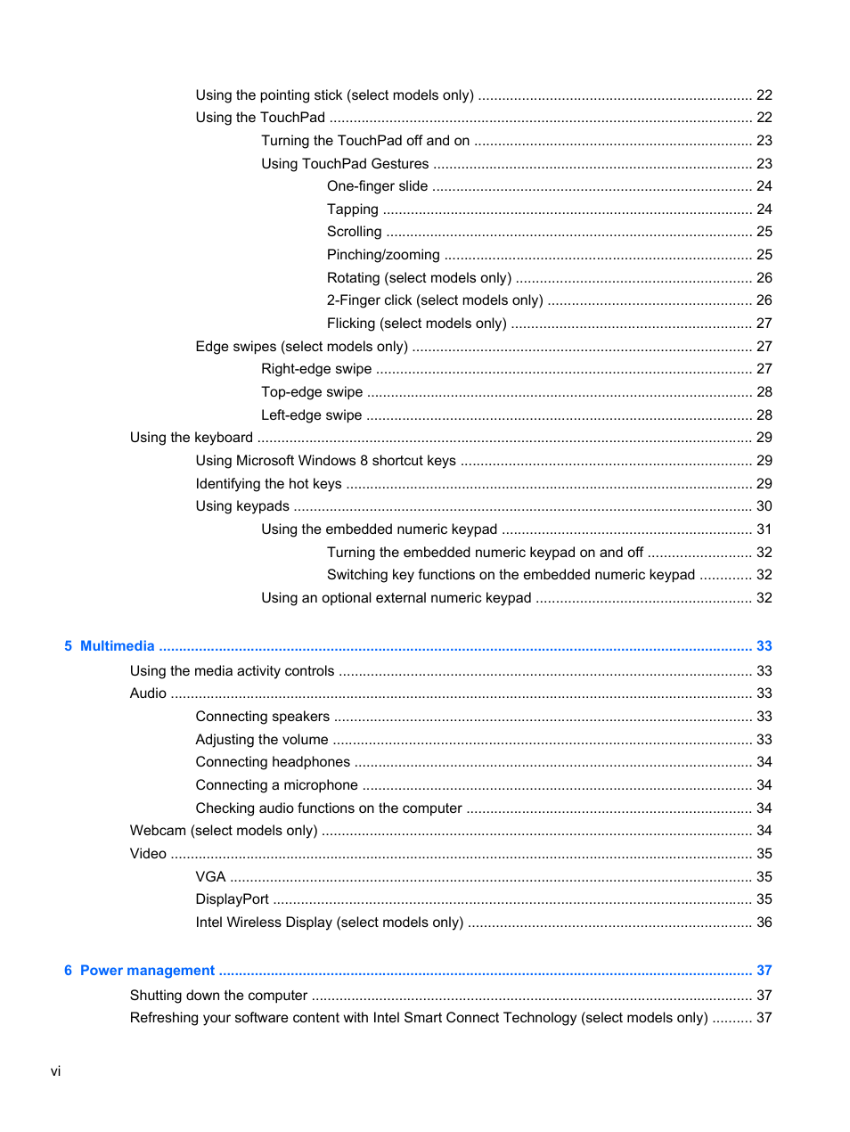 HP ProBook 655 G1 Notebook PC User Manual | Page 6 / 106
