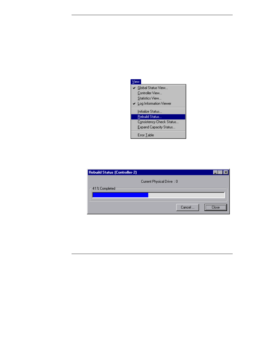 Rebuild status | HP Netserver L Server series User Manual | Page 128 / 174