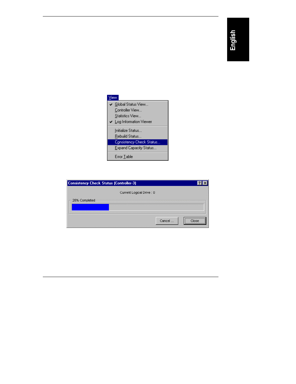 Consistency check status | HP Netserver L Server series User Manual | Page 129 / 174