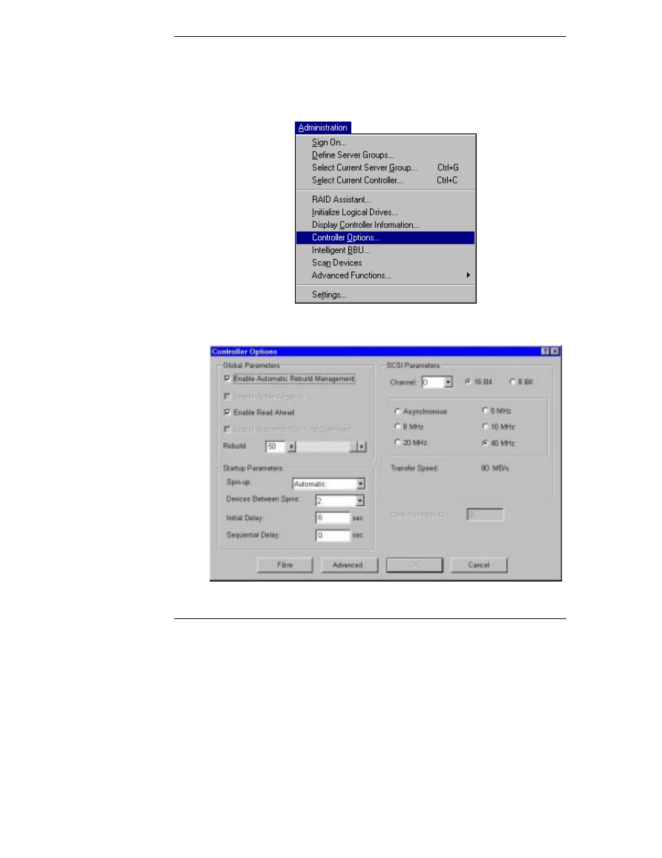 Setting and modifying controller options | HP Netserver L Server series User Manual | Page 56 / 174