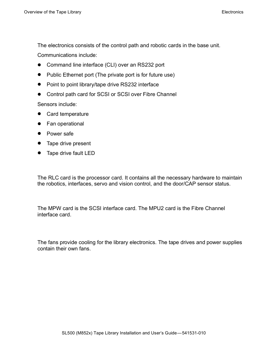 Electronics, Rlc card, Interface cards | Fans | HP Integrity NonStop H-Series User Manual | Page 22 / 76