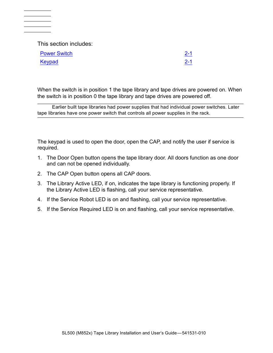 2 controls and indicators, Power switch, Keypad | Controls and indicators | HP Integrity NonStop H-Series User Manual | Page 27 / 76