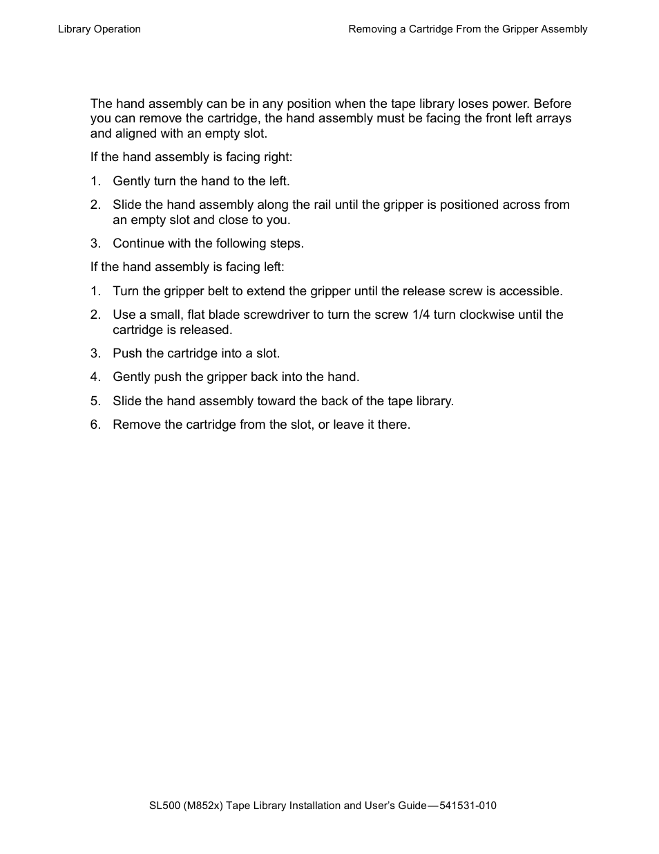 Removing a cartridge from the gripper assembly | HP Integrity NonStop H-Series User Manual | Page 40 / 76