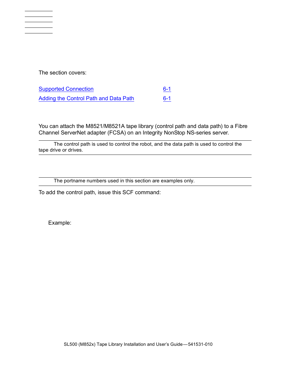 Supported connection, Adding the control path and data path, Nonstop ns-series server | HP Integrity NonStop H-Series User Manual | Page 53 / 76