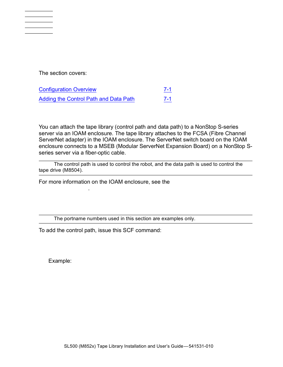 Configuration overview, Adding the control path and data path, Server | HP Integrity NonStop H-Series User Manual | Page 55 / 76