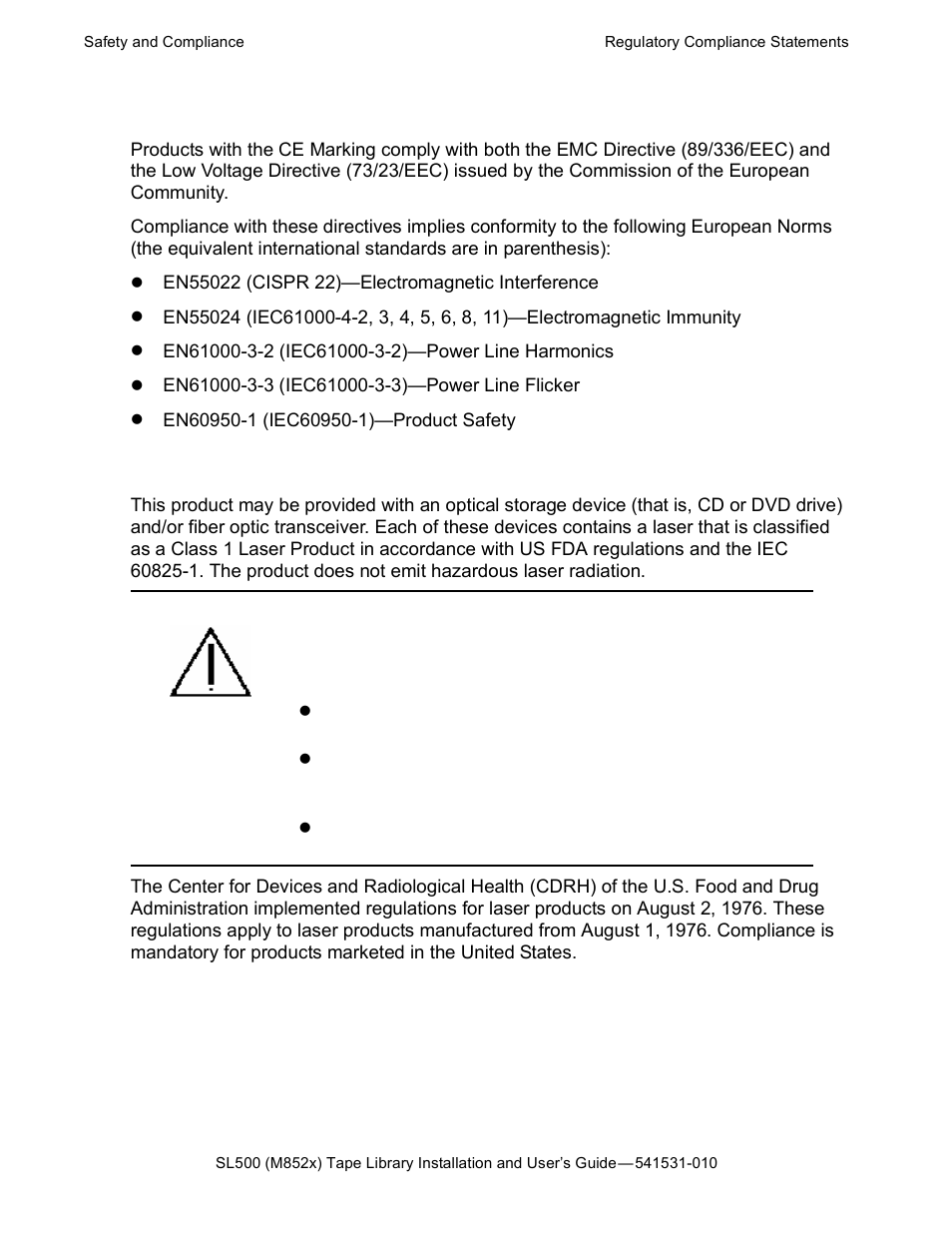 European union notice, Laser compliance | HP Integrity NonStop H-Series User Manual | Page 71 / 76