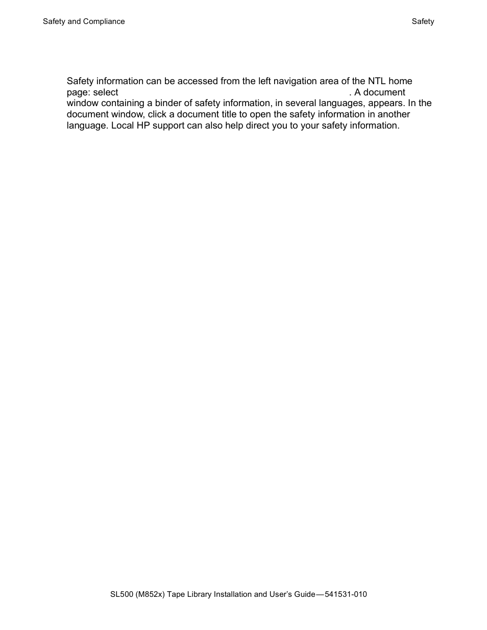 Safety | HP Integrity NonStop H-Series User Manual | Page 74 / 76