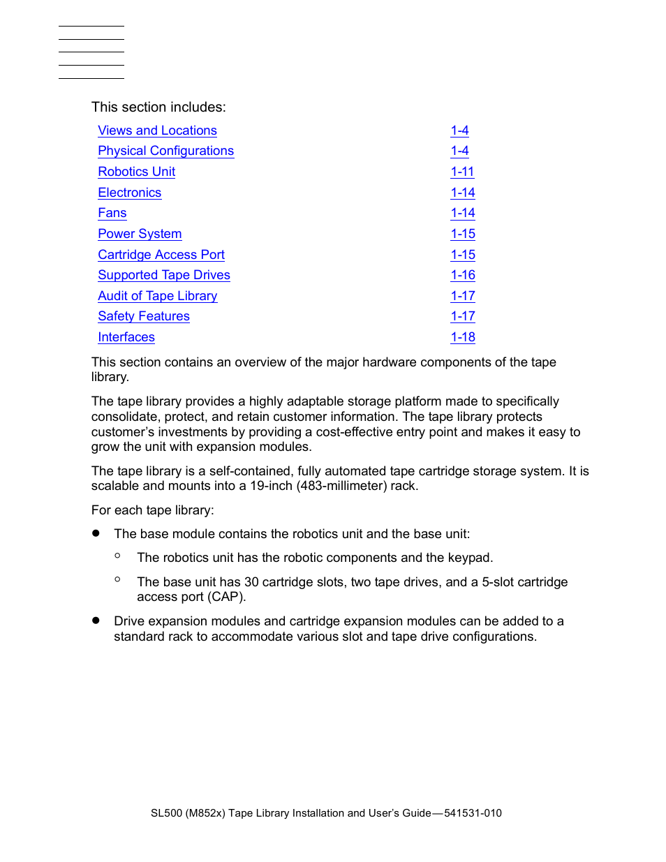 1 overview of the tape library, Overview of the tape library | HP Integrity NonStop H-Series User Manual | Page 9 / 76