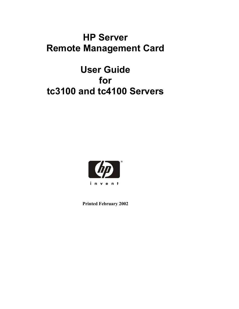 HP Server tc3100 series User Manual | 121 pages