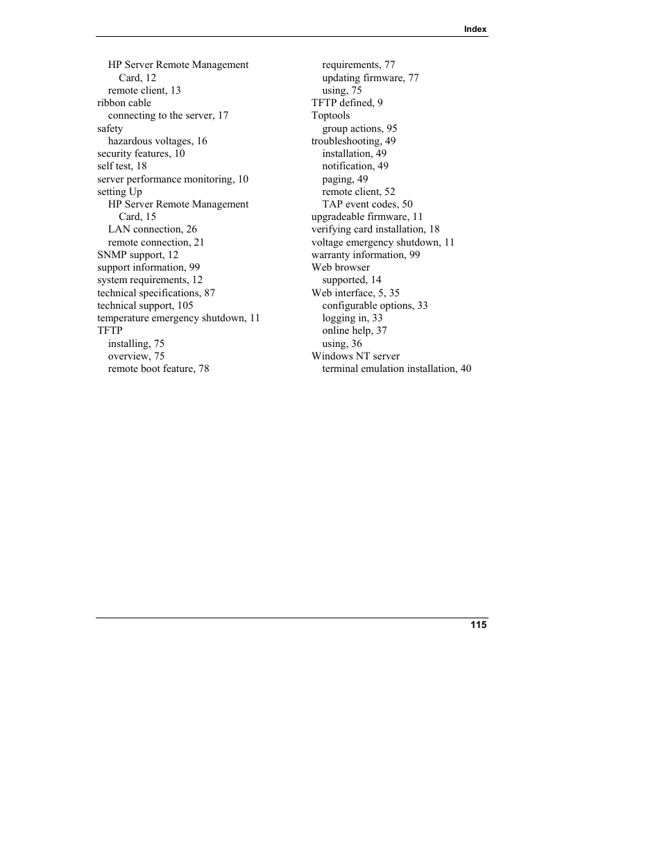 HP Server tc3100 series User Manual | Page 121 / 121