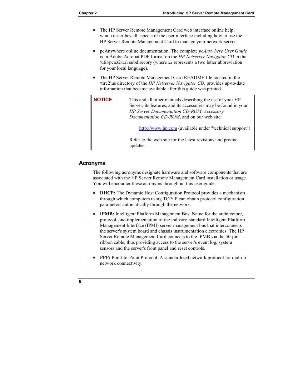 Acronyms | HP Server tc3100 series User Manual | Page 14 / 121