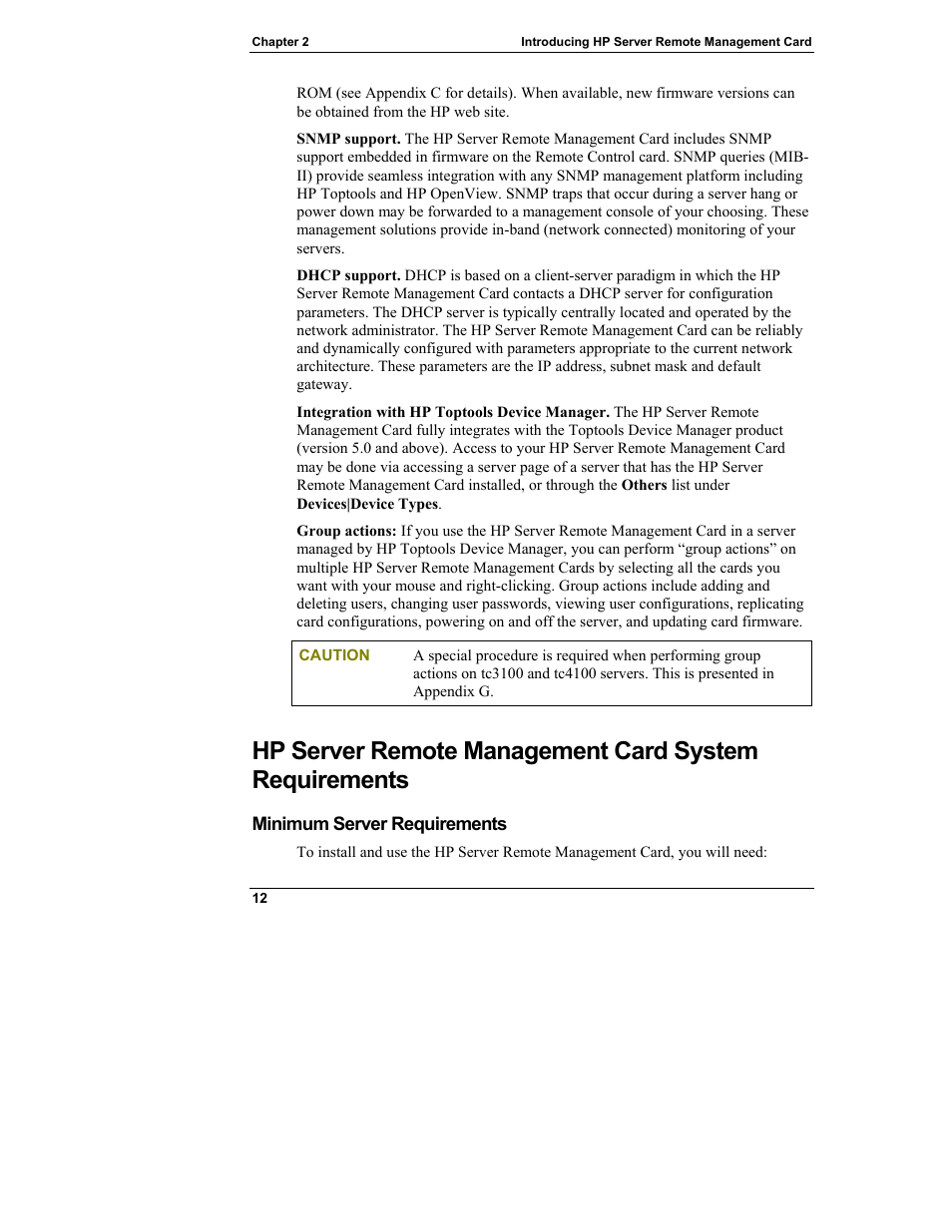 Minimum server requirements | HP Server tc3100 series User Manual | Page 18 / 121