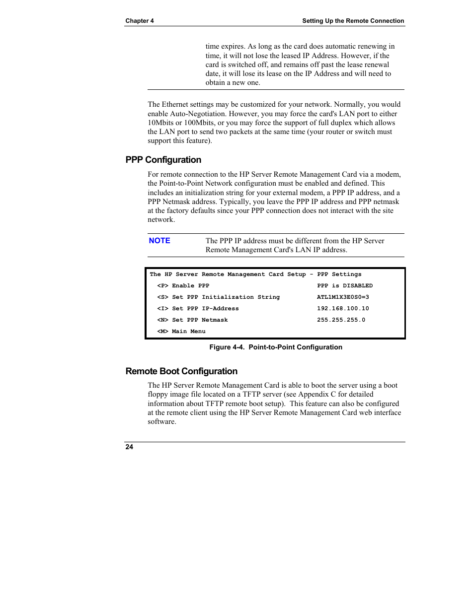 Ppp configuration, Remote boot configuration | HP Server tc3100 series User Manual | Page 30 / 121