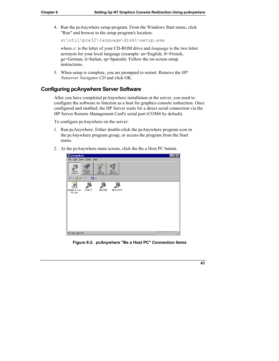 Configuring pcanywhere server software | HP Server tc3100 series User Manual | Page 47 / 121