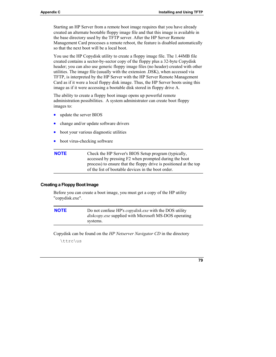 Creating a floppy boot image | HP Server tc3100 series User Manual | Page 85 / 121