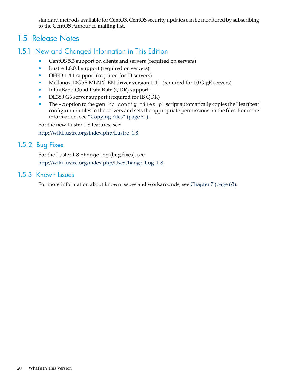 5 release notes, 1 new and changed information in this edition, 2 bug fixes | 3 known issues | HP StorageWorks Scalable File Share User Manual | Page 20 / 84