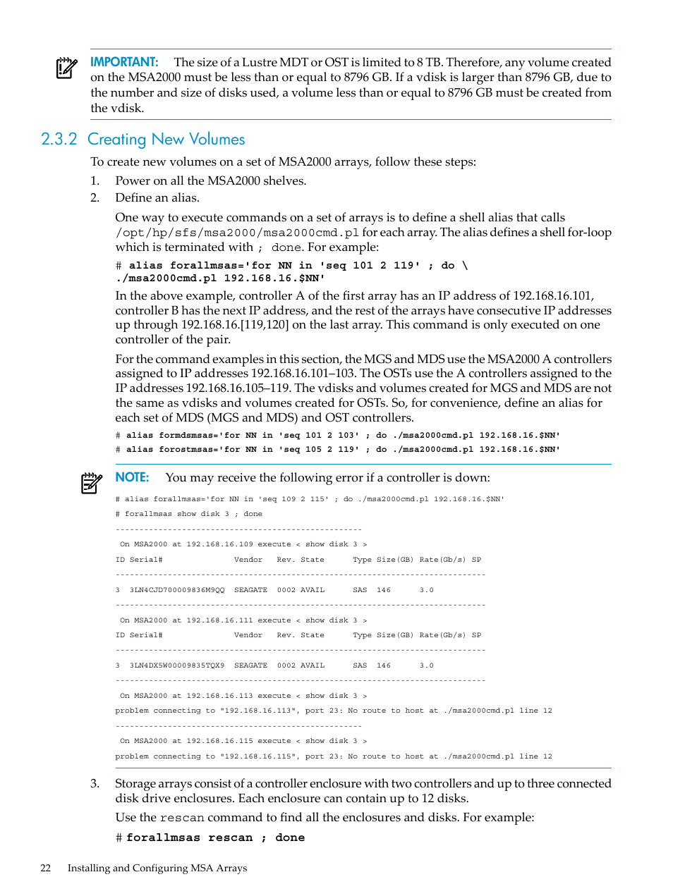 2 creating new volumes | HP StorageWorks Scalable File Share User Manual | Page 22 / 84