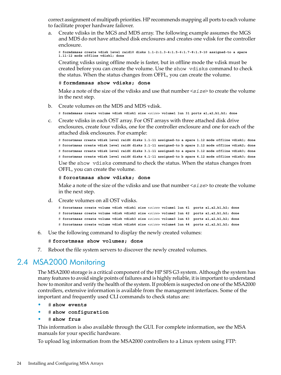 4 msa2000 monitoring | HP StorageWorks Scalable File Share User Manual | Page 24 / 84