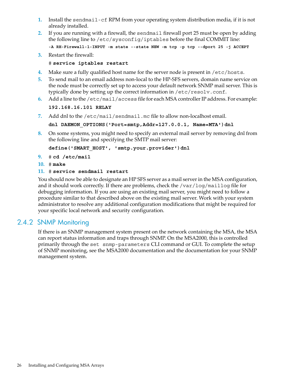 2 snmp monitoring | HP StorageWorks Scalable File Share User Manual | Page 26 / 84