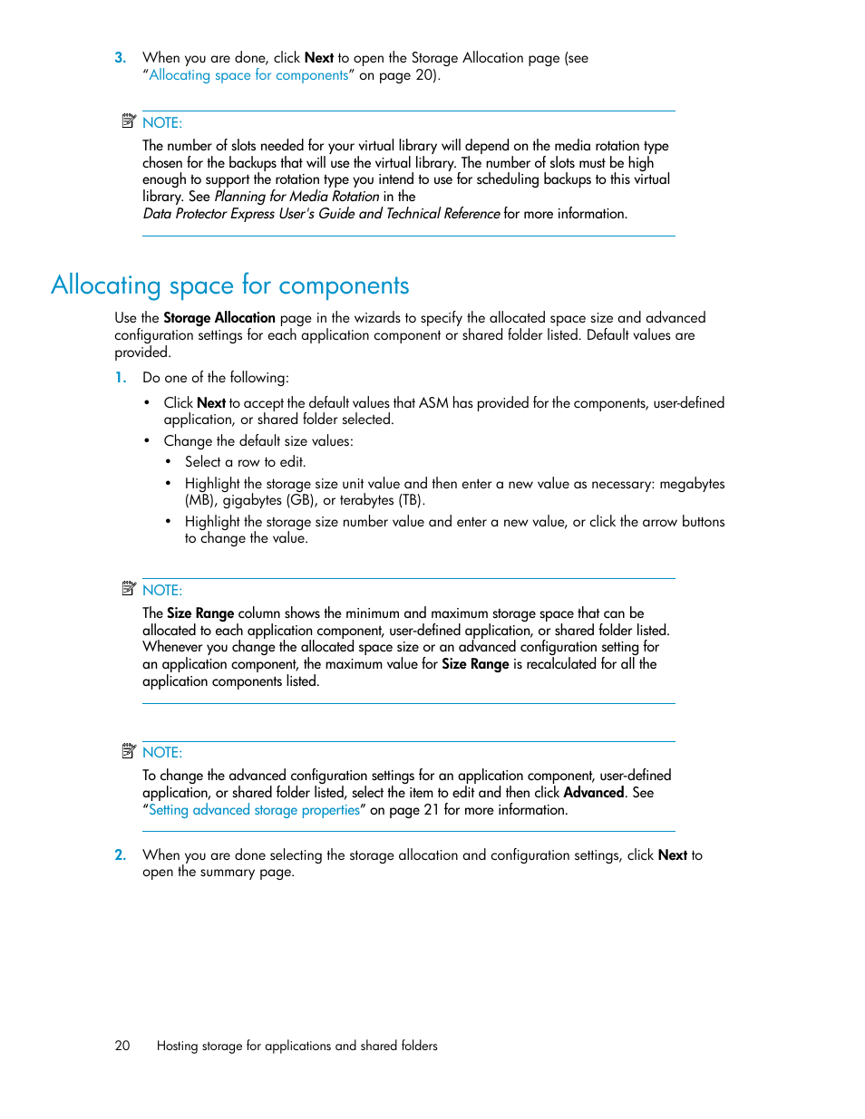 Allocating space for components | HP StorageWorks All-in-One SB600c Storage Blade User Manual | Page 20 / 80