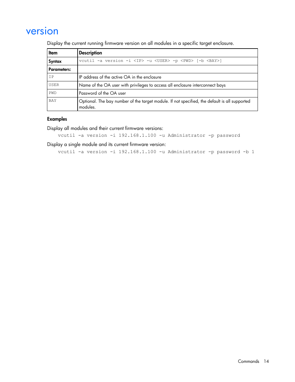 Version | HP Virtual Connect 1.10Gb-F Ethernet Module for c-Class BladeSystem User Manual | Page 14 / 18