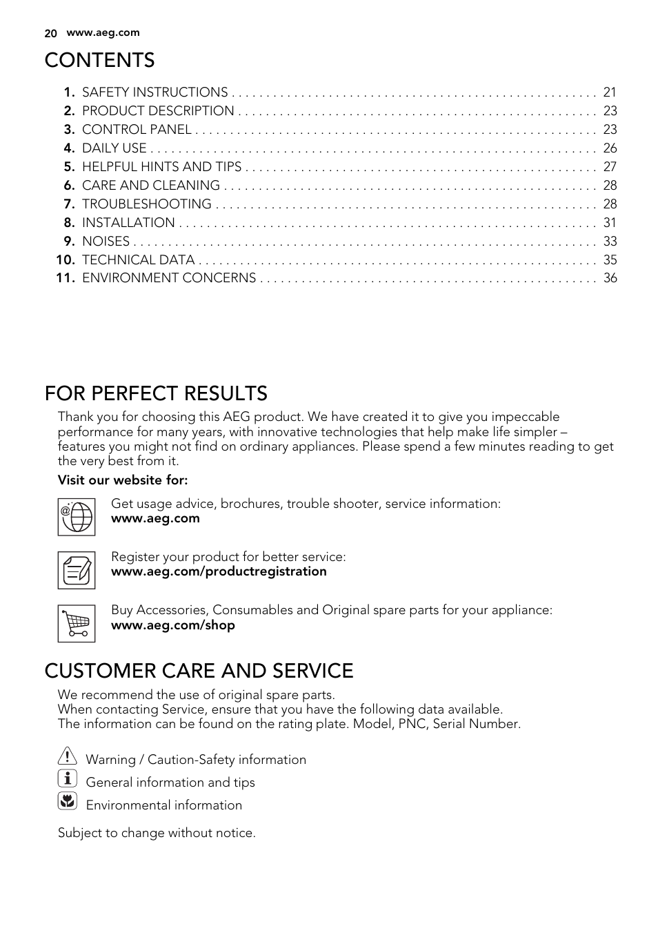 AEG S63300KDX0 User Manual | Page 20 / 76