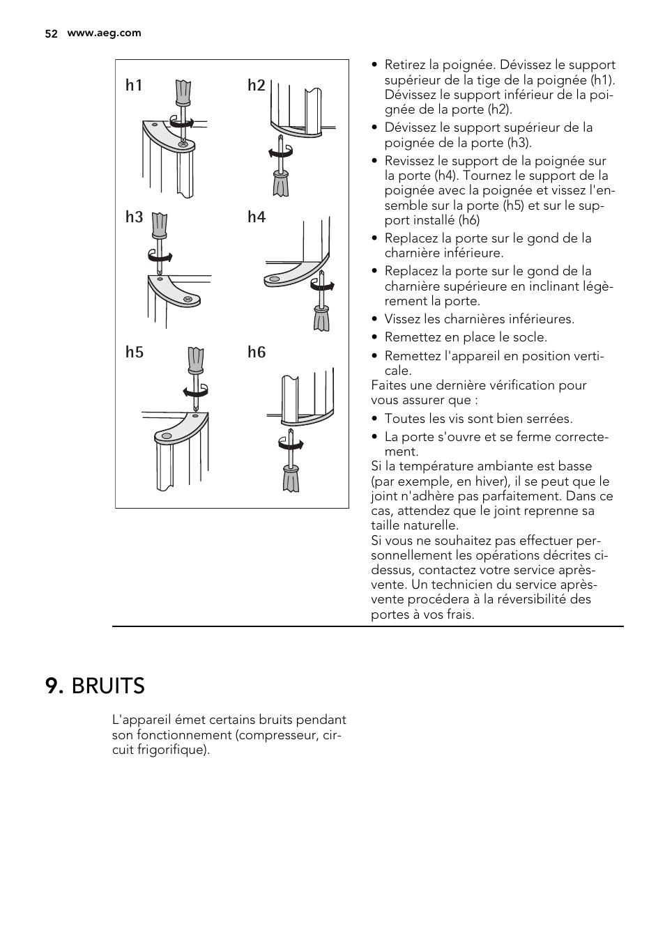 Bruits | AEG S63300KDX0 User Manual | Page 52 / 76