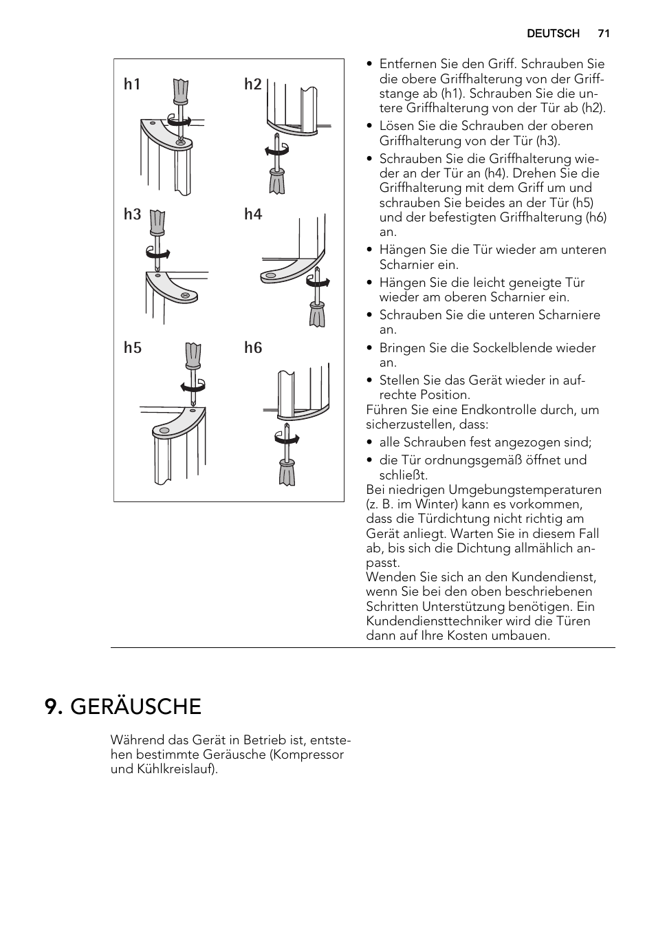 Geräusche | AEG S63300KDX0 User Manual | Page 71 / 76
