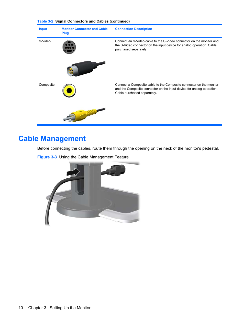 Cable management | HP DreamColor LP2480zx Professional Monitor User Manual | Page 16 / 59