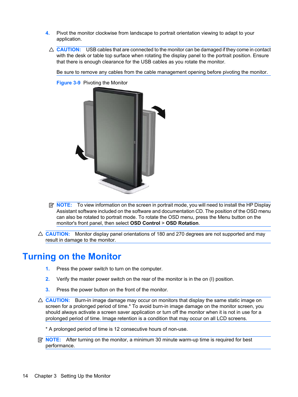 Turning on the monitor | HP DreamColor LP2480zx Professional Monitor User Manual | Page 20 / 59
