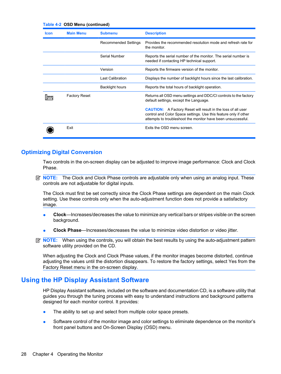 Optimizing digital conversion, Using the hp display assistant software | HP DreamColor LP2480zx Professional Monitor User Manual | Page 34 / 59