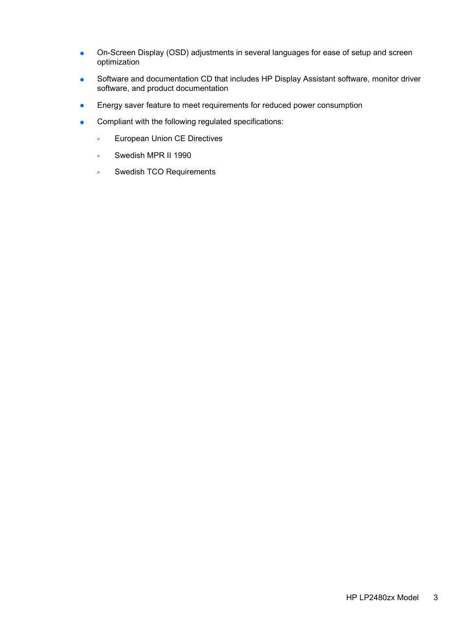 HP DreamColor LP2480zx Professional Monitor User Manual | Page 9 / 59